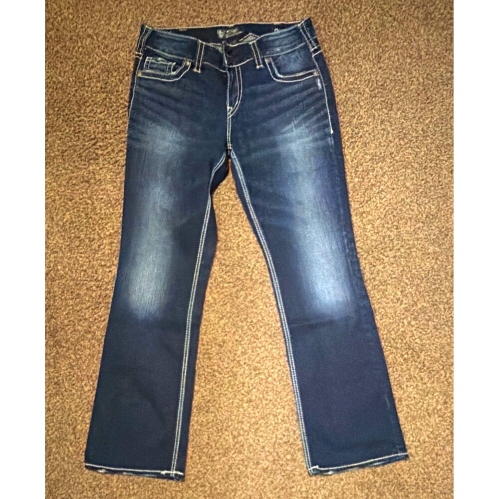 Silver Jeans Women's Fluid Dark Denim Stretch Bootcut Jeans Slim Fit 31/31